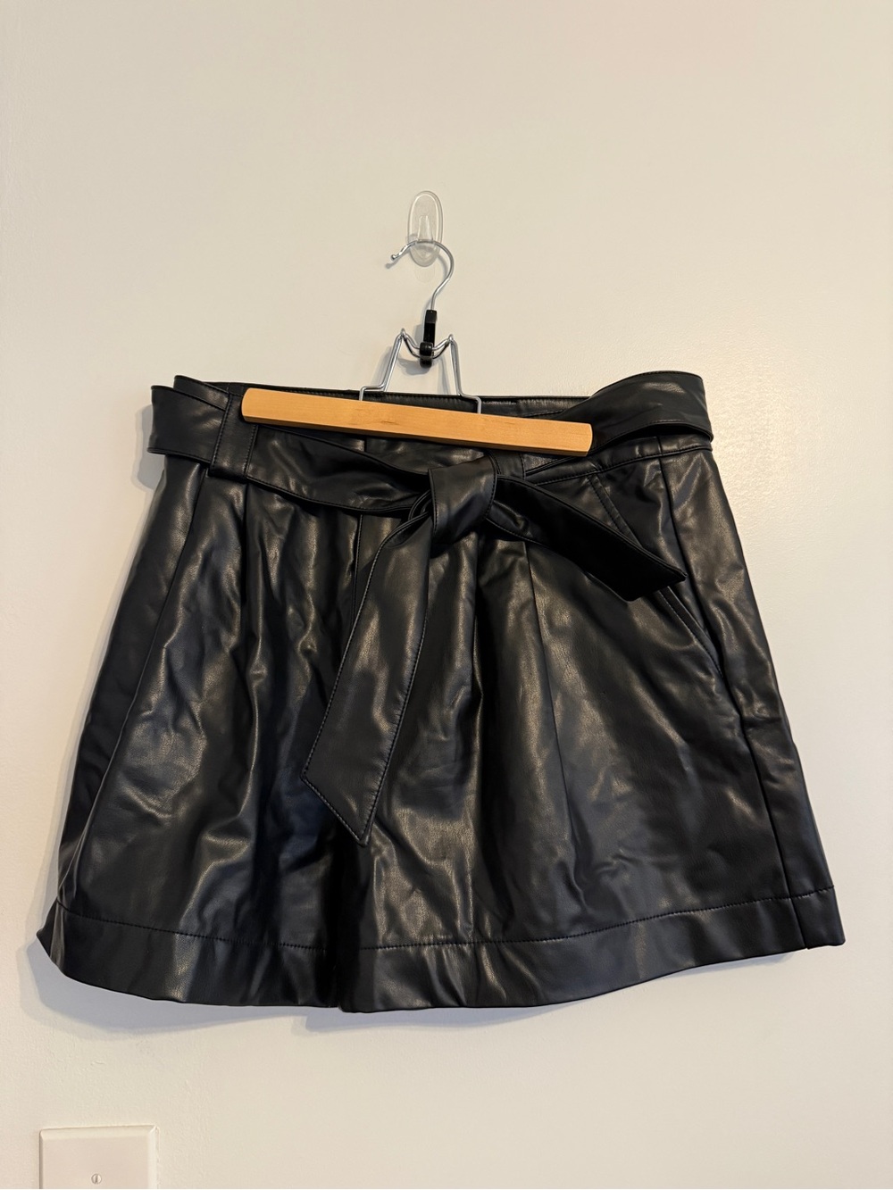 Guess Black Faux Leather Paperbag Waist Shorts